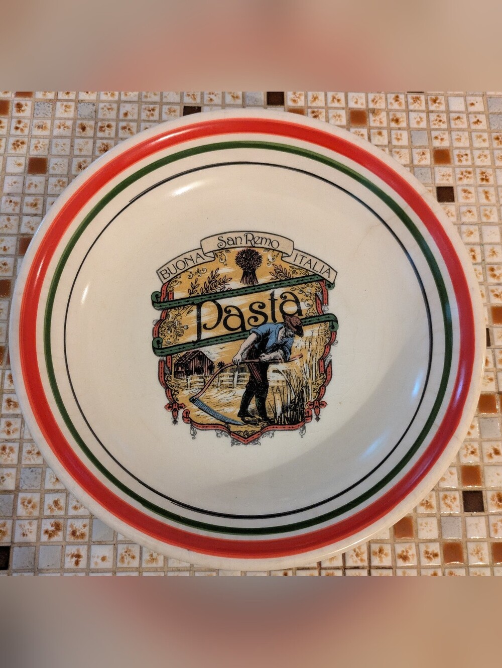 Vintage HiMARK 11.5" Italian Pasta Serving Bowl Buona San Remo Italia